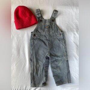 Oshkosh striped overalls - 12 month